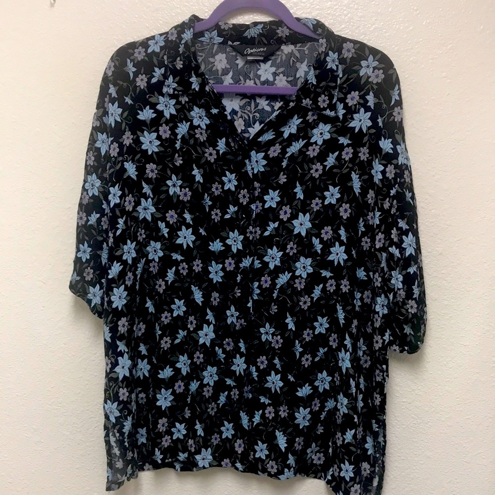 Vintage Women’s Large Melrose Options Floral Button Up Top With Matching Shorts